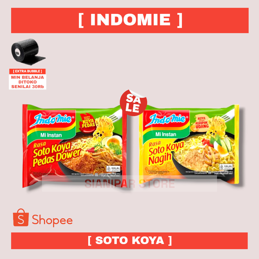 

INDOMIE MIE INSTANT SOTO KOYA NAGIH PCK 76g - PEDAS DOWER PCK 76g
