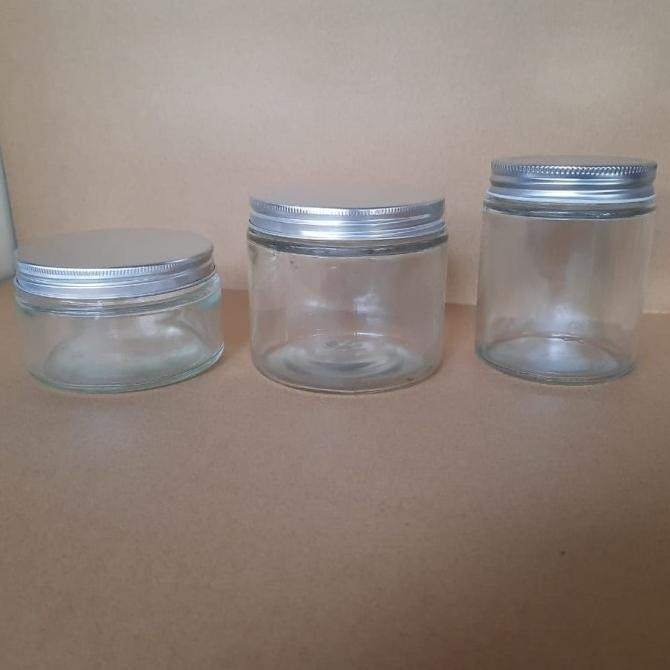 Jar kaca / toples kaca 400 ml tutup alumunium