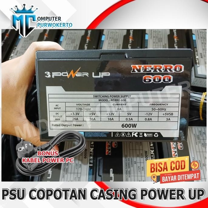 Psu / Power Supply Copotan Casing Case Pc Power Up 500 Watt / 600 Watt Co