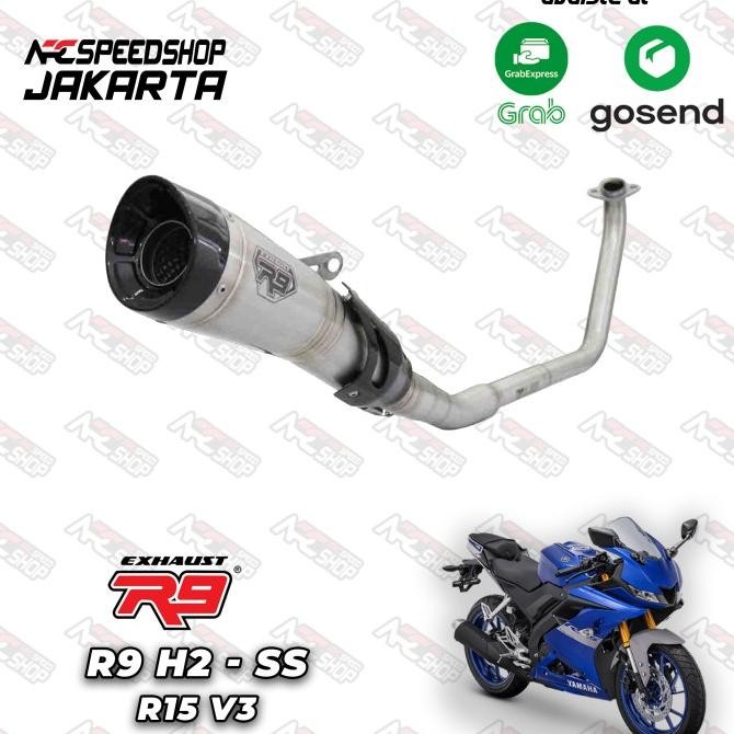 Knalpot R9 H2 SS Carbon All New R15 V3 / MT15 Fullsystem #akrapovic