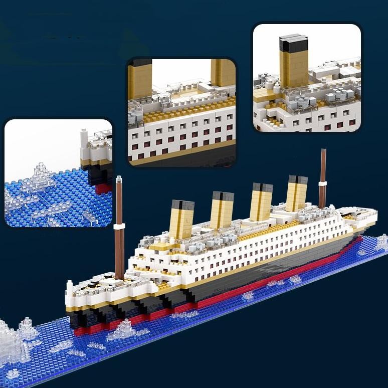 Leiao UTBest PicksReady6000 pcs Batu Bata Model Kapal Pesiar Titanic Model Perahu DIY Mainan kapal T