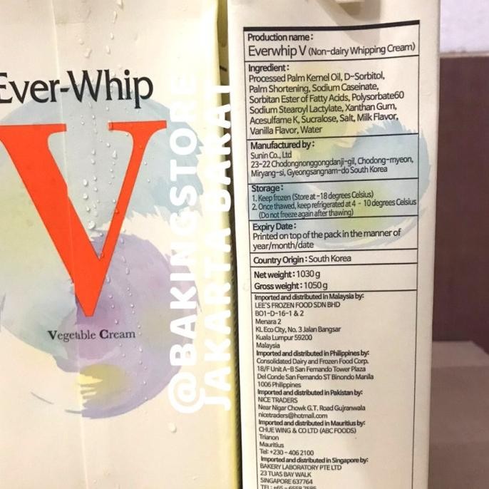 

Sale [Karton] Ever Whip V Vanilla 1030G 1Kg Non Dairy Whipping Cream Korean