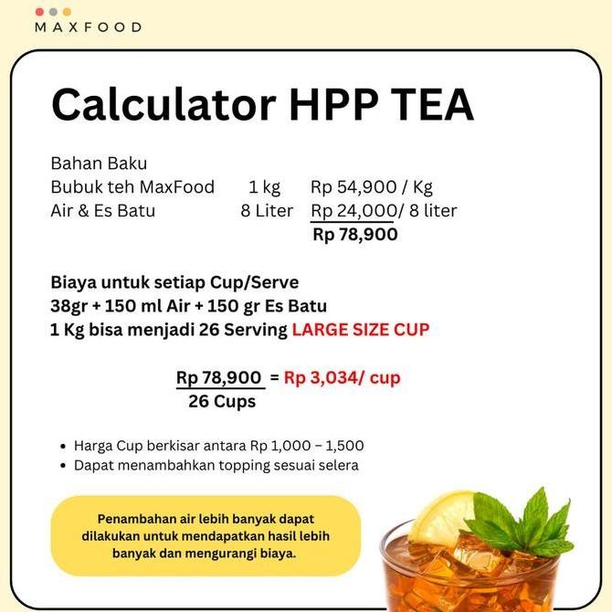 

Murah Maxfood -Bundle Bubuk Teh Minuman Rasa Buah Lemon Tea + Apple Tea 1 Kg