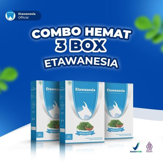 

Promo Paket 3 Box Etawa Biru- Susu Kambing Etawa Etawanesia + Ekstrak Moringa Folium Daun Kelor - Susu Kambing Etawa Bubuk Pecinta Susu Etawa