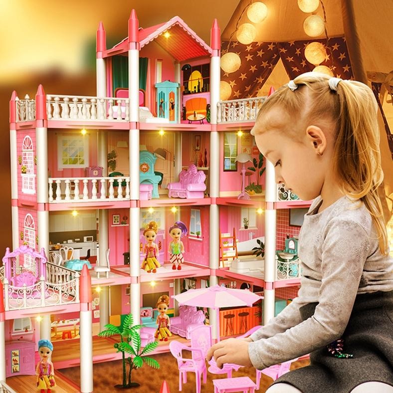 mainan anak perempuan rumah Princess mainan Castle 86cm mainan rumah boneka mainan perempuan besar V