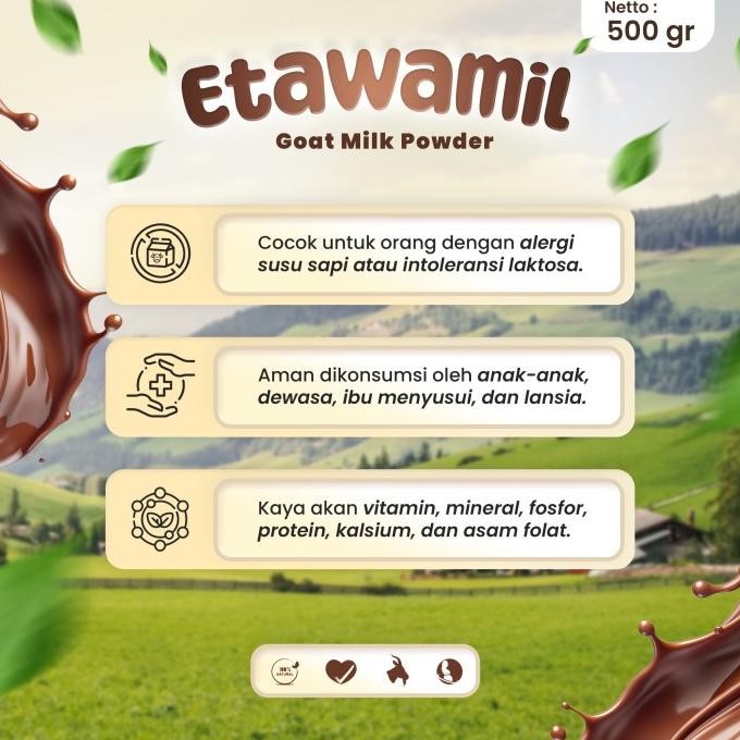 

Grosir Etawamil Susu Kambing Etawa Bubuk - Cokelat Halal Bpom 1 Kg / 1000 Gr