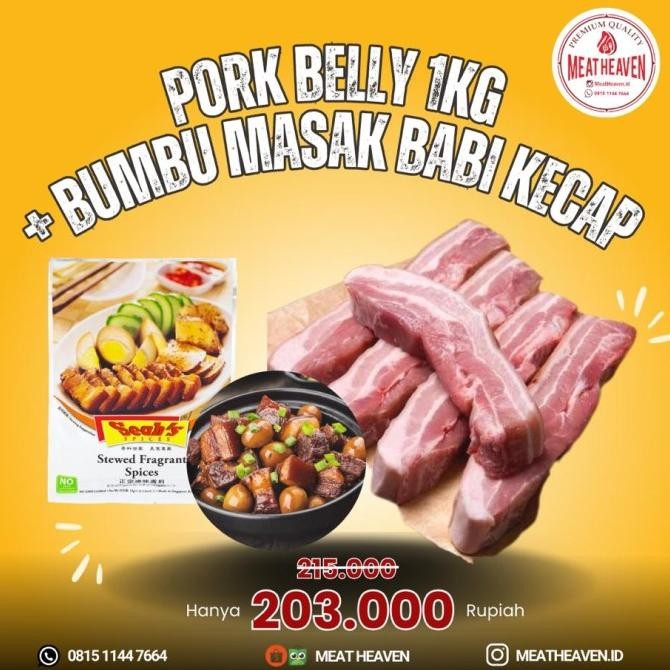 

Sale Paket Hemat Pork Belly 1Kg + Bumbu Masak Babi Kecap 1 Pcs