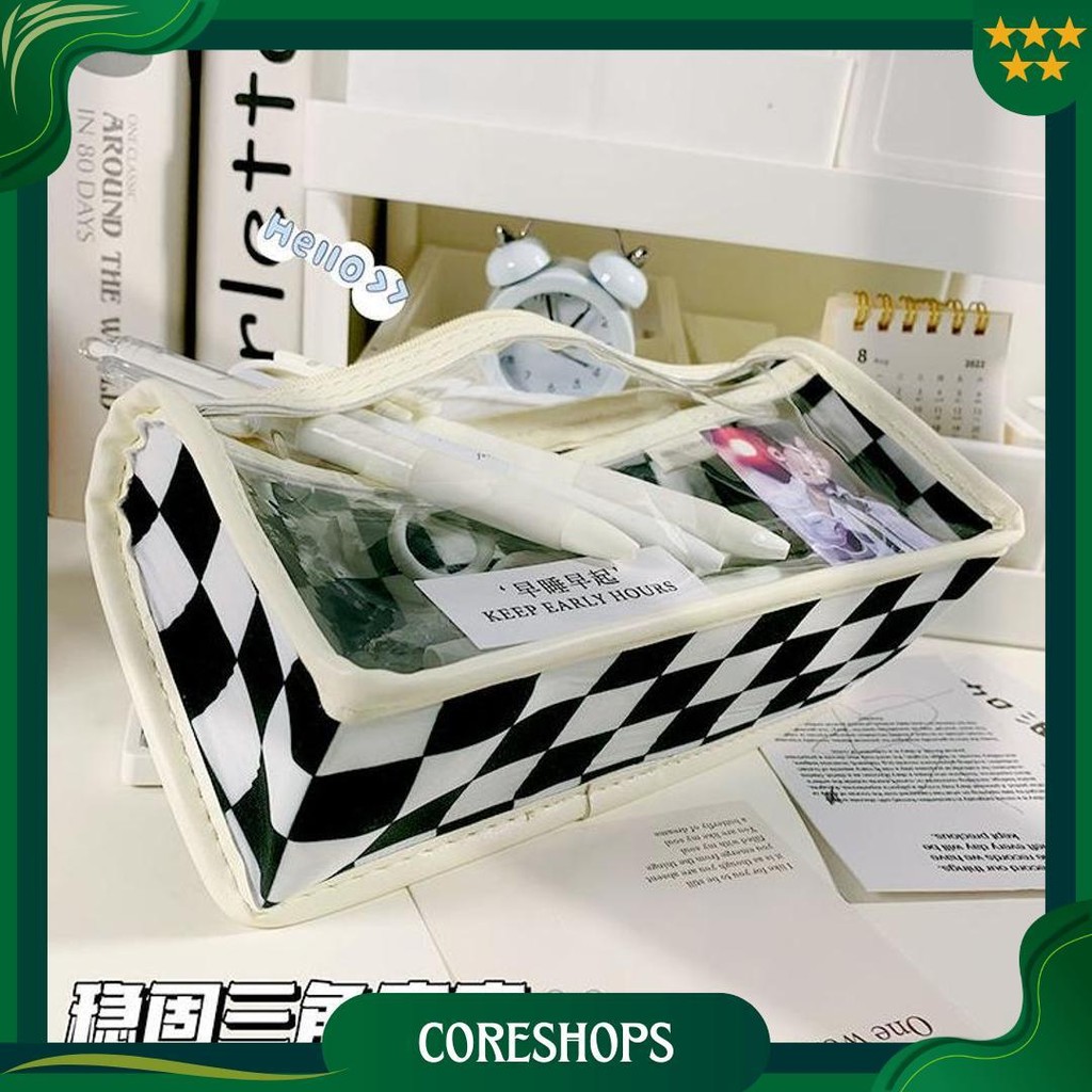 

Tempat Pensil Jumbo Transparan Motif Kotak Kotak Aesthetic Pc0202 Ori