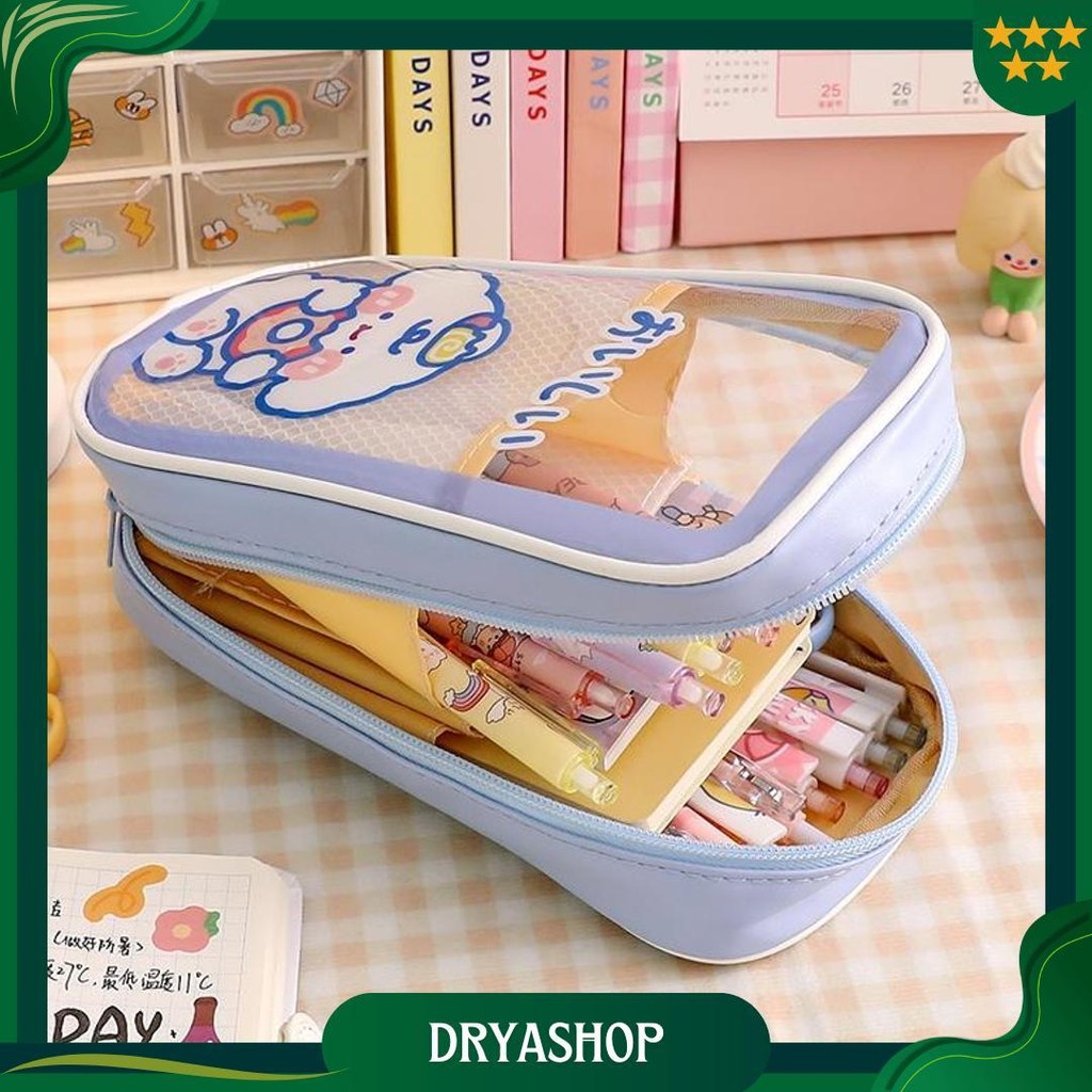 

Tempat Pensil Transparan Anti Air Motif Kartun Kawaii Dengan Resleting Cod