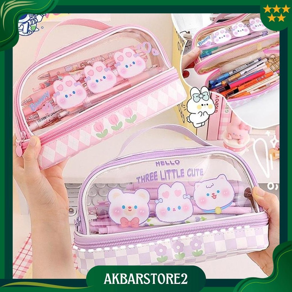 

(Cod) Tas Pensil Dua Lapis / Pencil Case Kapasitas Besar / Tempat Pensil Bening / Kotak Pensil /Aesthetic Anak Pencil Cases/Tas Makeup/Tas Penyimpanan Transparan Warna/Tas Penyimpanan Serbaguna Dengan Zipper/Tas Alat Tulis Pvc Transparan Siswa Promo 4.4