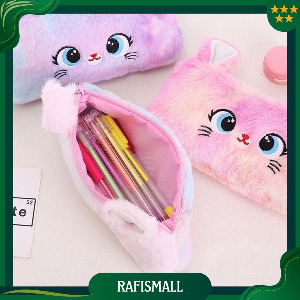 

Kotak Pensil Bulu Halus Unicorn / Kostak Serbaguna Pouch Dompet Makeup / Cute Cat Anak Perempuan Ori