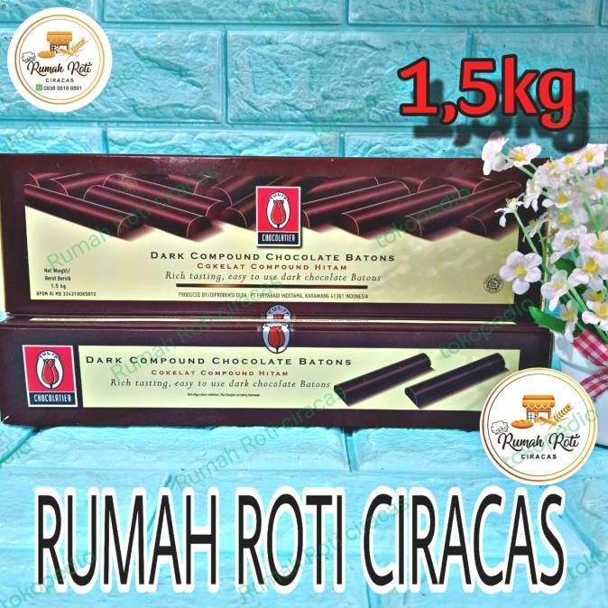 

Murah Dark Compound Chocolate Batons Stick Tulip Cokelat 1,5Kg Stik Hitam