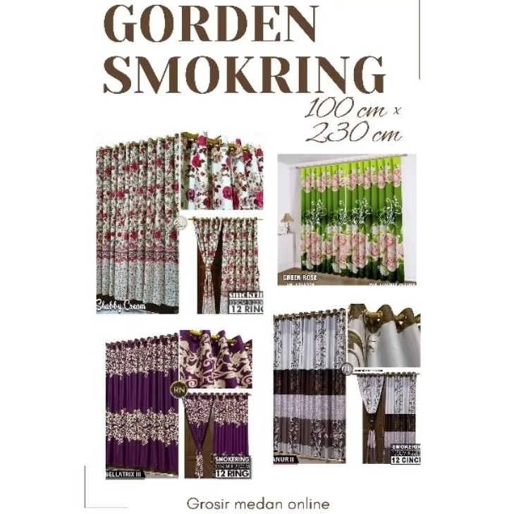 Harga Miring Gorden Smokring 12 Ring / Gorden Ruang Tamu / Gorden Pintu / Gorden Ruang Tamu Mewah /