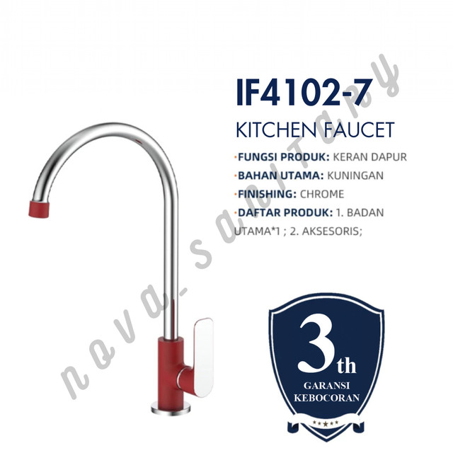 FRAP IF4102-7 Kran Dapur Cuci Piring Keran Angsa Merah (Nvs)