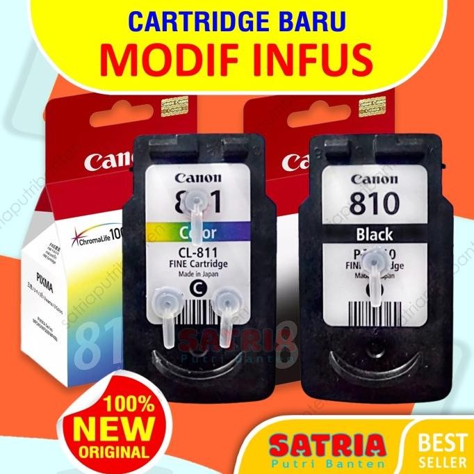 Cartridge 810 811 Baru Original Resmi Modif Infus, Canon Ip2770, Mp287 Co