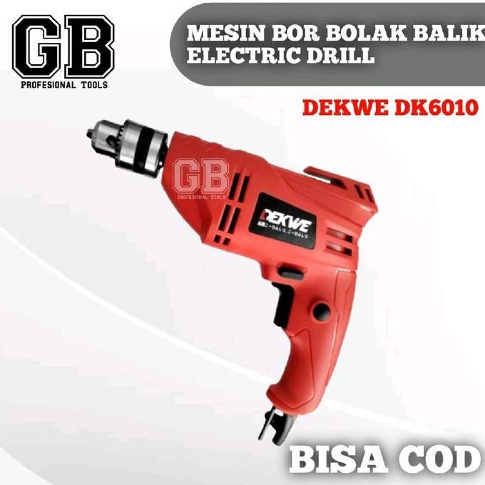 Murah Bor Listrik Bolak Balik Dekwe Dk6010 Bor Listrik 10Mm Electric Drill Mesin Bor 10Mm (Bolak Bal