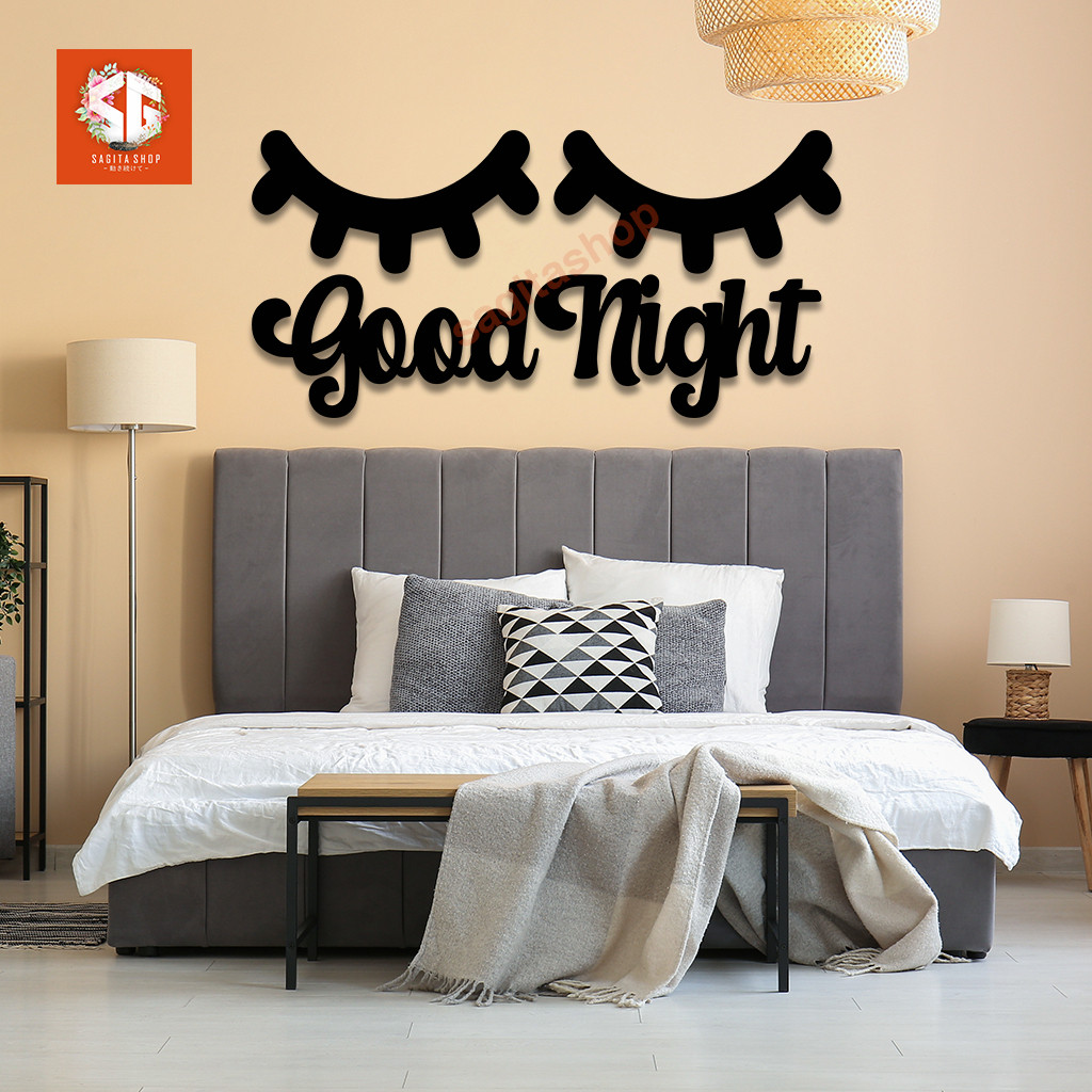 Disc Hiasan Dinding Kayu Plywood Pajangan Dinding Tulisan Sleep Eye Good Night 6Mm