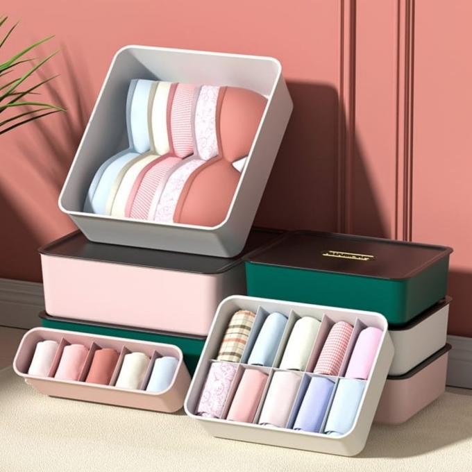 Storage box polos tutup utk bra kaos mini set/W3223 Kotak penyimpanan