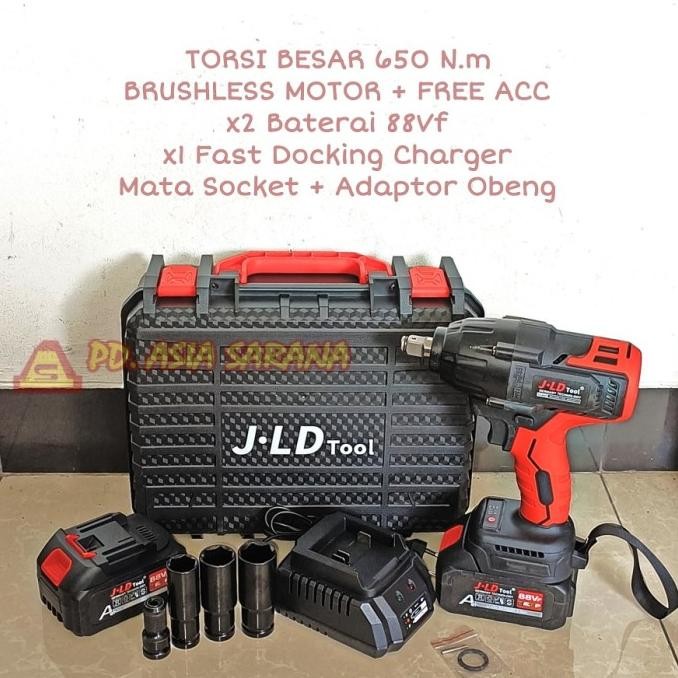 Sale Cordless Impact Wrench 650 N.M Brushless Set Jld J88F Torsi Besar Bor Buka Baut 1482