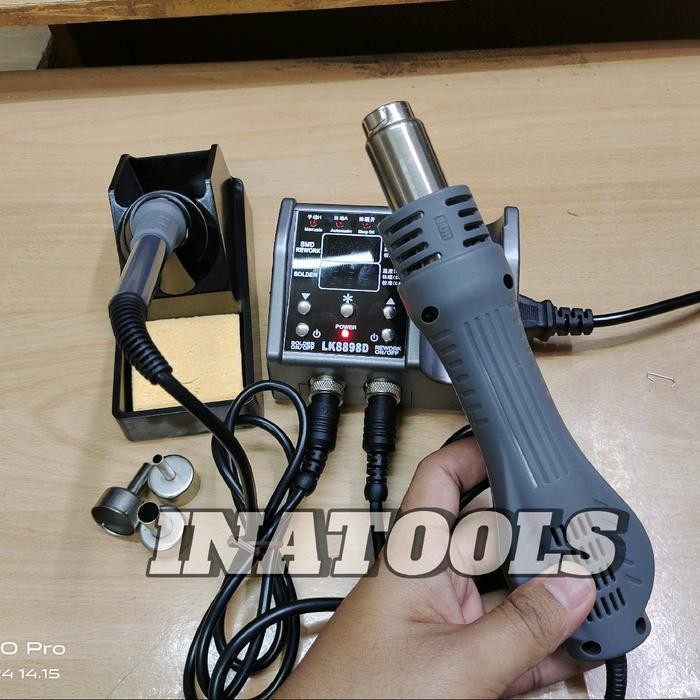 Blower + Solder Temperature 2 In 1 8898 Digital 700W Ori - Solder Uap Dan Solder Station 2 In 1 Lion