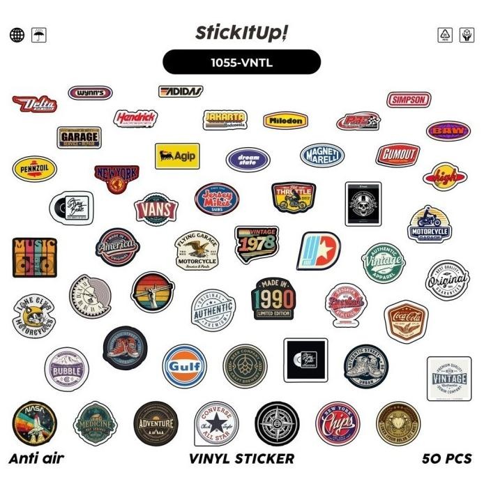 

100 Pcs Stiker Vintage Logo Lucu Anti Air Untuk Dekorasi Notebook Sepeda Skateboard Handphone DIY murah