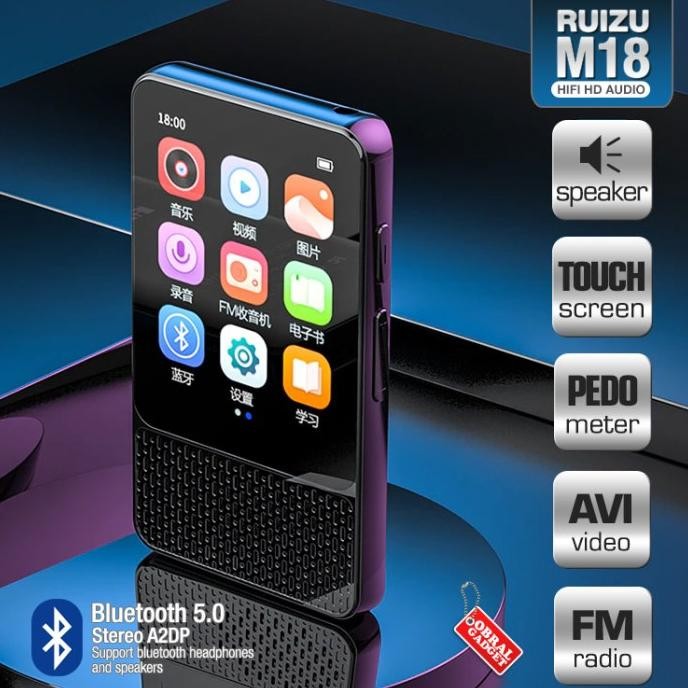 Ruizu M18 MP3 MP4 Audio Player Bluetooth HQ SQ FLAC FM Radio Portable