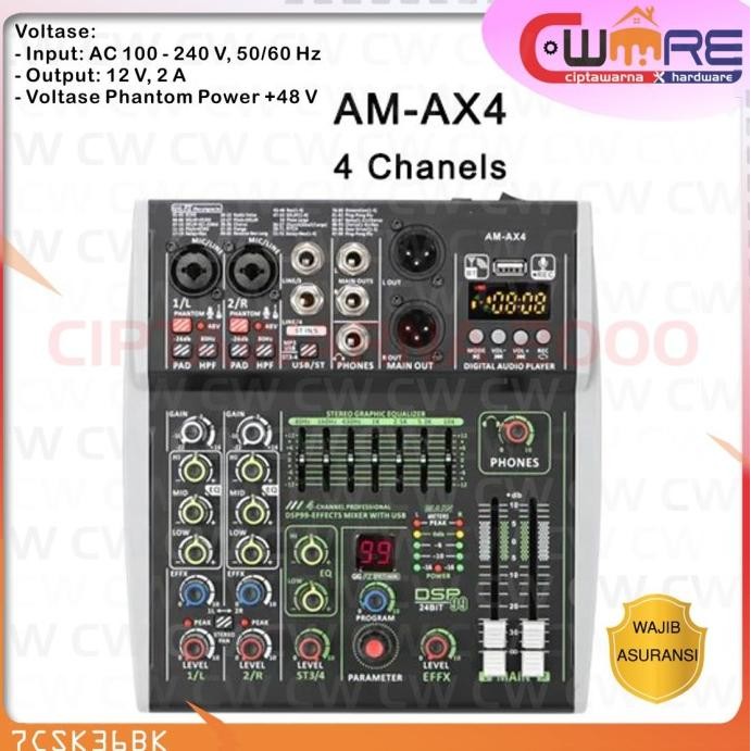 Mixer Audio Digital 4 Channel Audio Dsp 99 Effects Bluetooth - Bdb Co