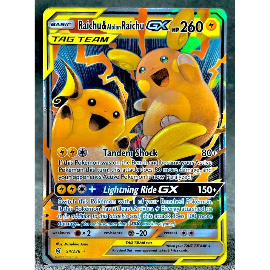 Sale Raichu & Alolan Raichu Gx Rr 54/236 - Pokemon Sun And Moon Unified Minds