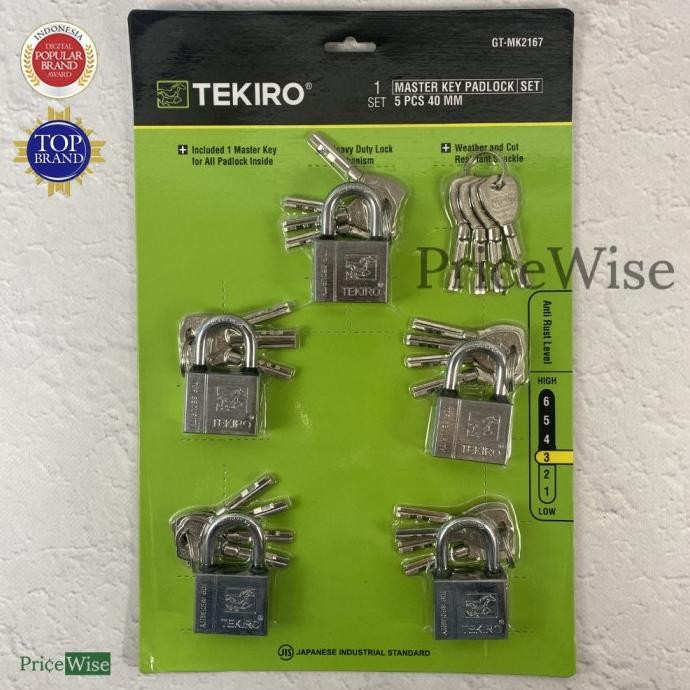 ;&;&;&;&] Gembok Master Key Set 5 pcs 40 mm Tekiro / Gembok Rumah Toko