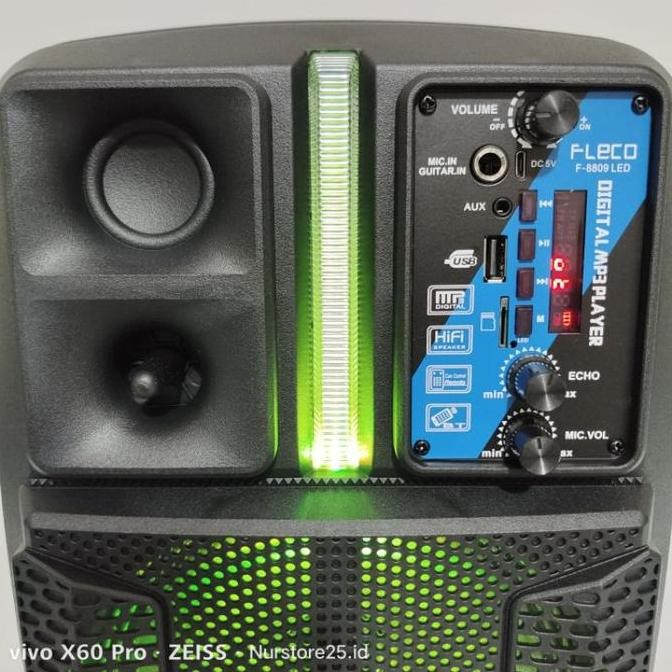 Sale Termurah Speaker Bluetooth Fleco F 8809 Led 8'5 Inch Free Mic Wireless Karaoke + Remote + Stand