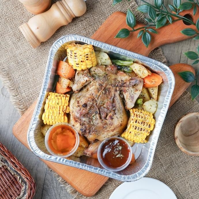 

Roasted Chicken Garlic Butter Rosemary with vegetables / Ayam Bakar