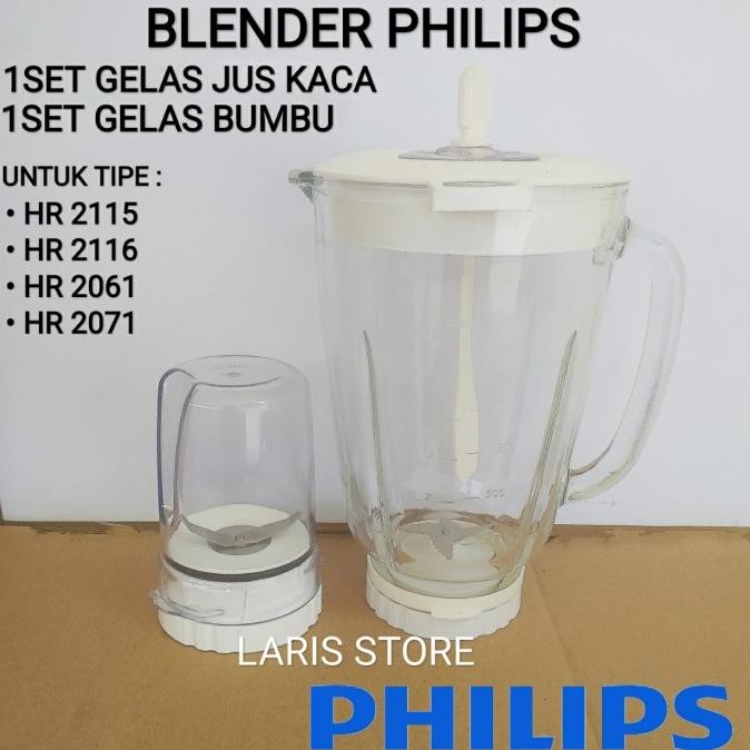 Gelas Jus Kaca + Bumbu 1set Blender Philips HR 2115 HR 2116 2061 2071