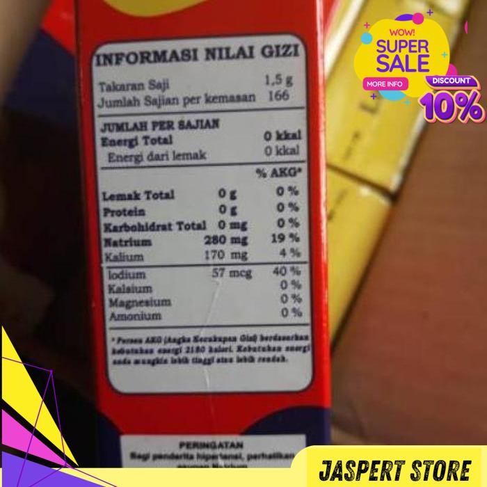

GARAM LOSOSA 250GR - GARAM RENDAH NATRIUM - GARAM RENDAH SODIUM - PAS BUAT BUMBU MASAK BY JASPERT STORE KUALITAS TERBAIK !