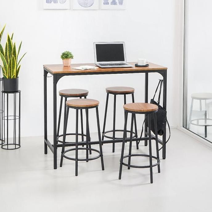 Hot Sale Informa Balgan Set Meja & Bangku Bar - Cokelat Bar Stool Kursi Kafe Bartending Bar Table Me