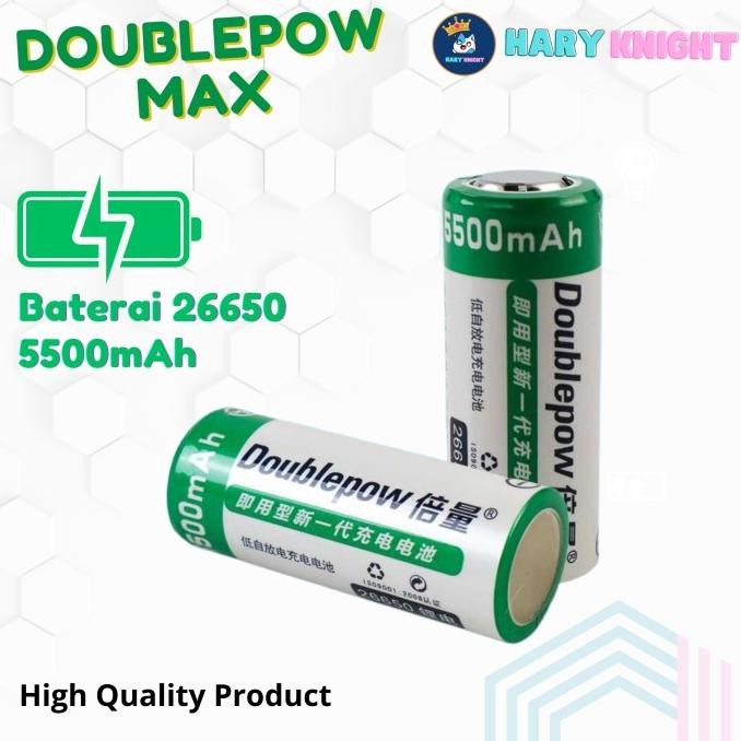 Baterai 26650 Doublepow Max 5500mAh Daya Tahan Lama TERBARU