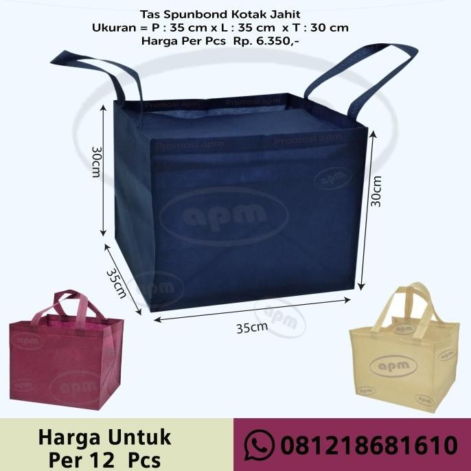 

Tas Spunbond Kotak Ukuran 35x35x30 (Tas Jahit) murah
