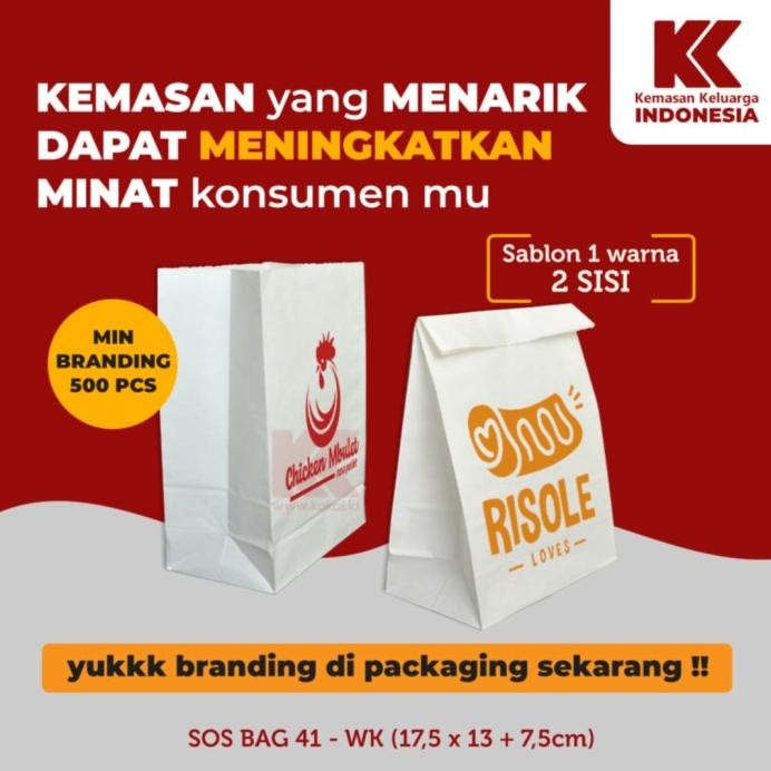 

PAPERBAG POLOS / SOS BAG 41 / KANTONG KERTAS ROTI @100PCS murah