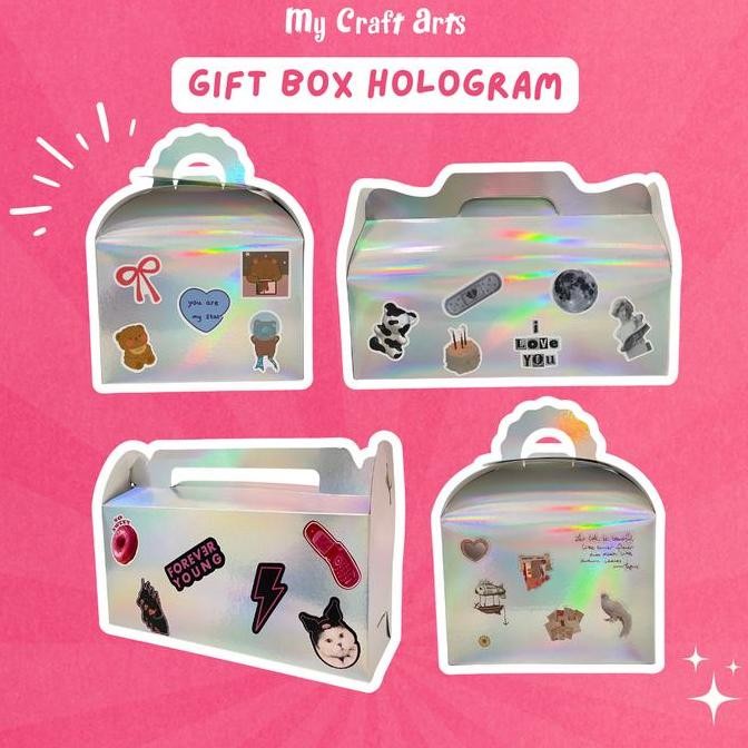 

Gift Box Hologram - Kotak Hadiah Jinjing Sticker Retro Vintage Kekinian - My Craft Arts murah