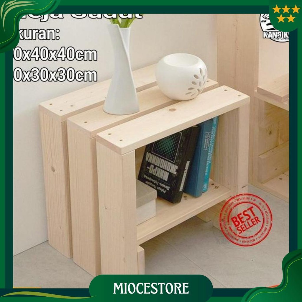 Meja Sudut Kecil Dekorasi Kayu Minimalis Jati / Mahoni Ori