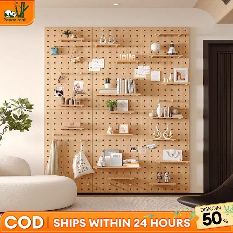 Rak Dinding kayu solid Rak Dinding Minimalis Hiasan Dinding Papan Dinding Berlubang Tempel
