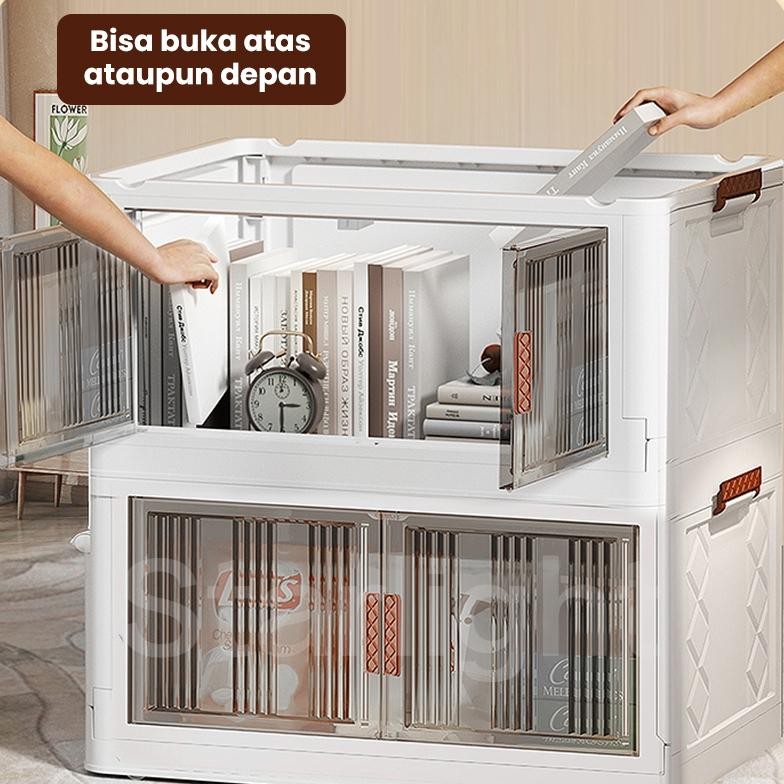 Container Box Lipat Lemari Susun Plastik Serbaguna Lemari Pakaian Lipat Box Baju Susun Storage Cabin