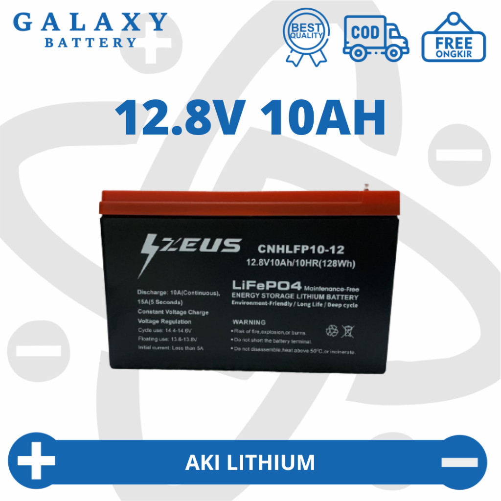 Aki VRLA ZEUS Lithium 12.8v 10Ah 12v 10ah Khusus Untuk Solar Panel