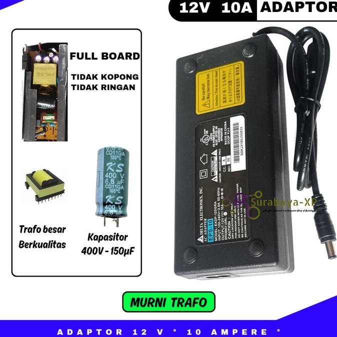 Produk Baru Adaptor 12V 10A / 12 Volt 10 Ampere MURNI AMPERE