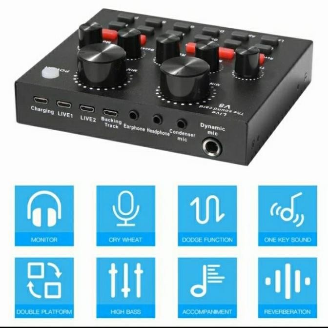 soundcrad v8 mini mixer audio external usb bluetooth