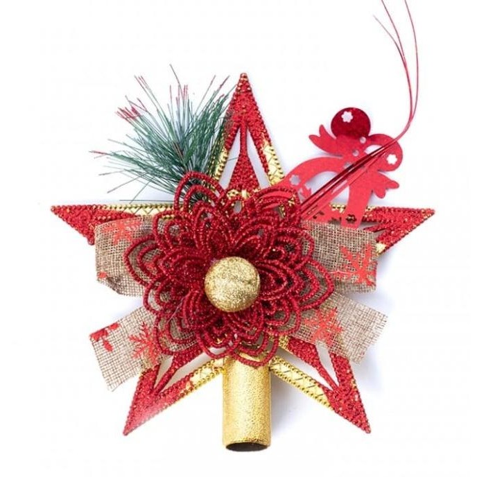 Sale Hiasan Top Bintang Pohon Natal / Merah (Besar)-Pucuk Pohon Natal