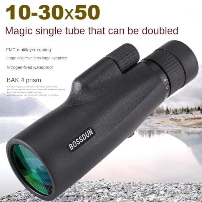 Terlaris BOSSDUN 10-30x50 Telescope Monokular Zoom Prism BAK4 Spotting Scope SALE