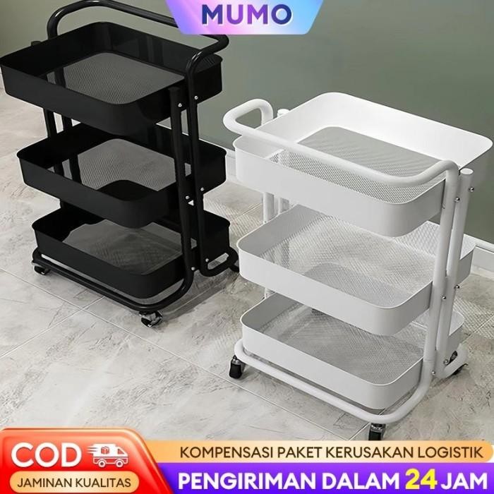 Besi 100% Rak Troli 4 Susun Rak Susun Serbaguna Rak Roda Rak Salon