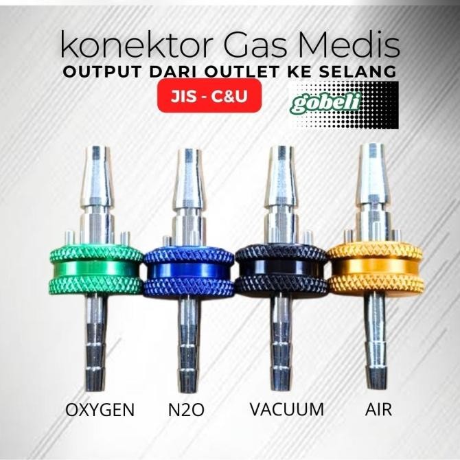 Konektor Gas Medis - Konektor Regulator Oxygen Flowmeter - Conector Flowmeter Type Jis/Cnu/C&U Model