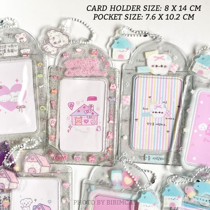 

ready Cute Glitter PVC Photocard Holder / ID Card Case Cahol PC Foto Transparant Bening Lucu murah
