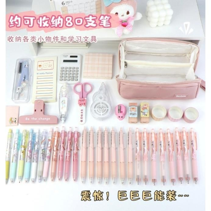 

ready TXS23 Korean Pen Pencil Case Jumbo Foldable Kotak Tempat Pensil TKM murah